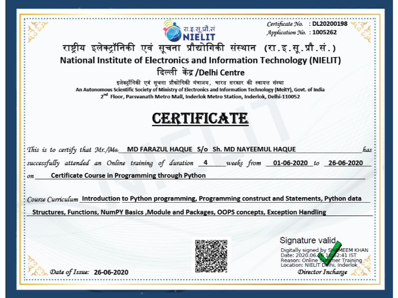 Certificates Gallery